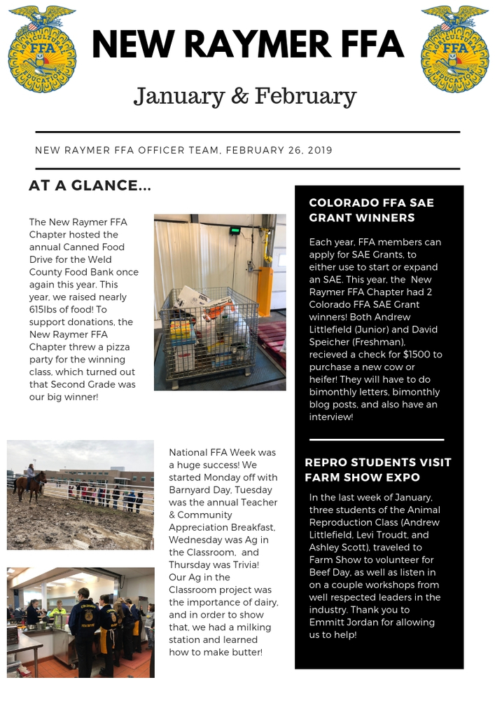 New Raymer FFA January/February Newsletter