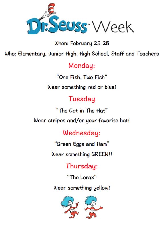 Dr. Seuss week is February 25-28th!! | Prairie School District
